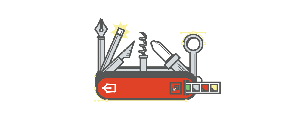 design swiss army knife. Illustration.