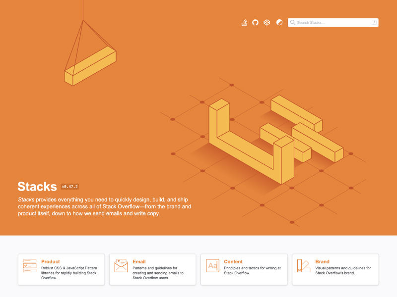 Stack Overflow design system homepage.