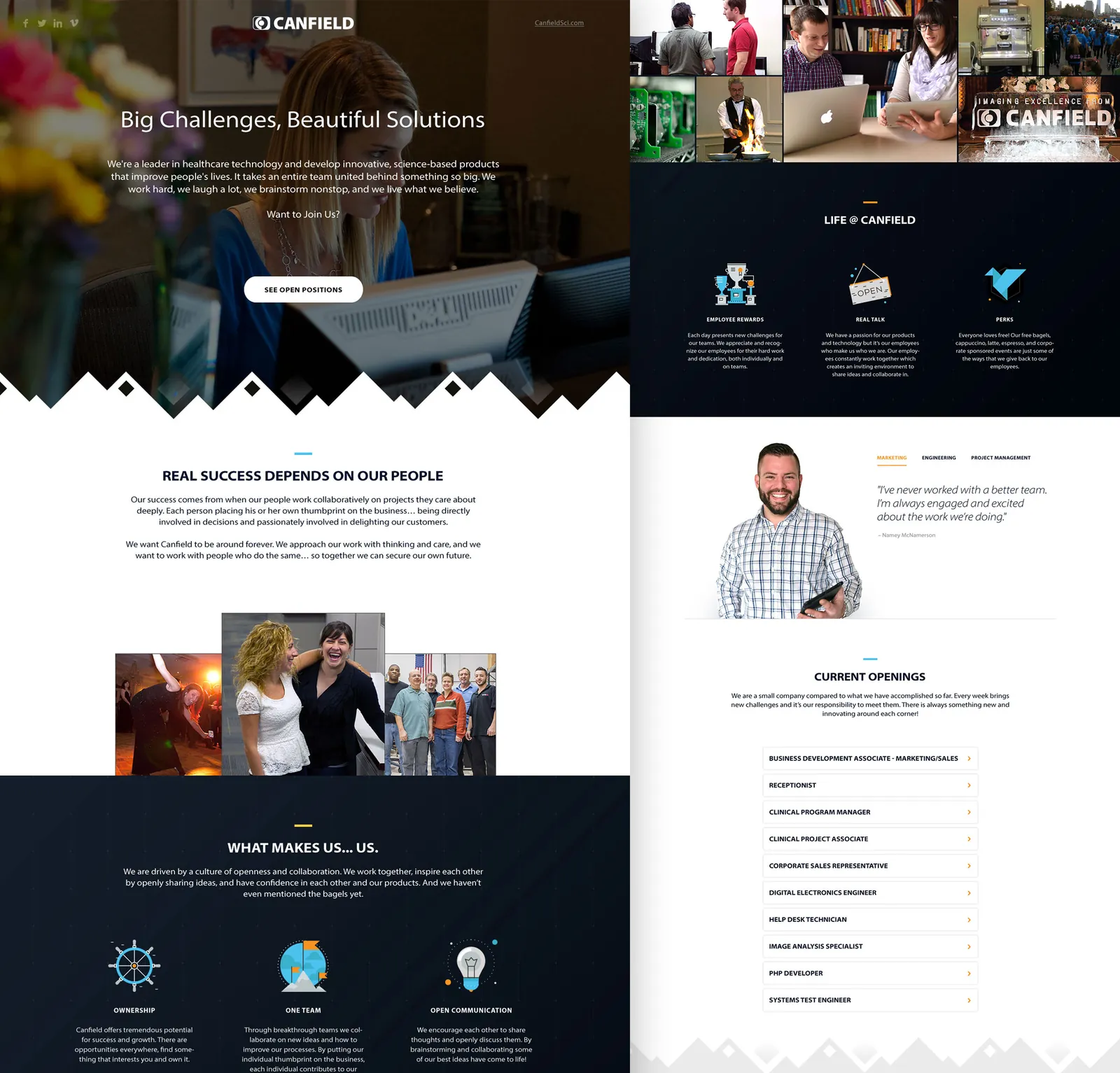 Canfield careers page design.