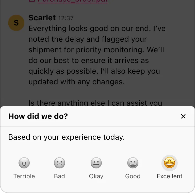 Chatbot feedback controls.