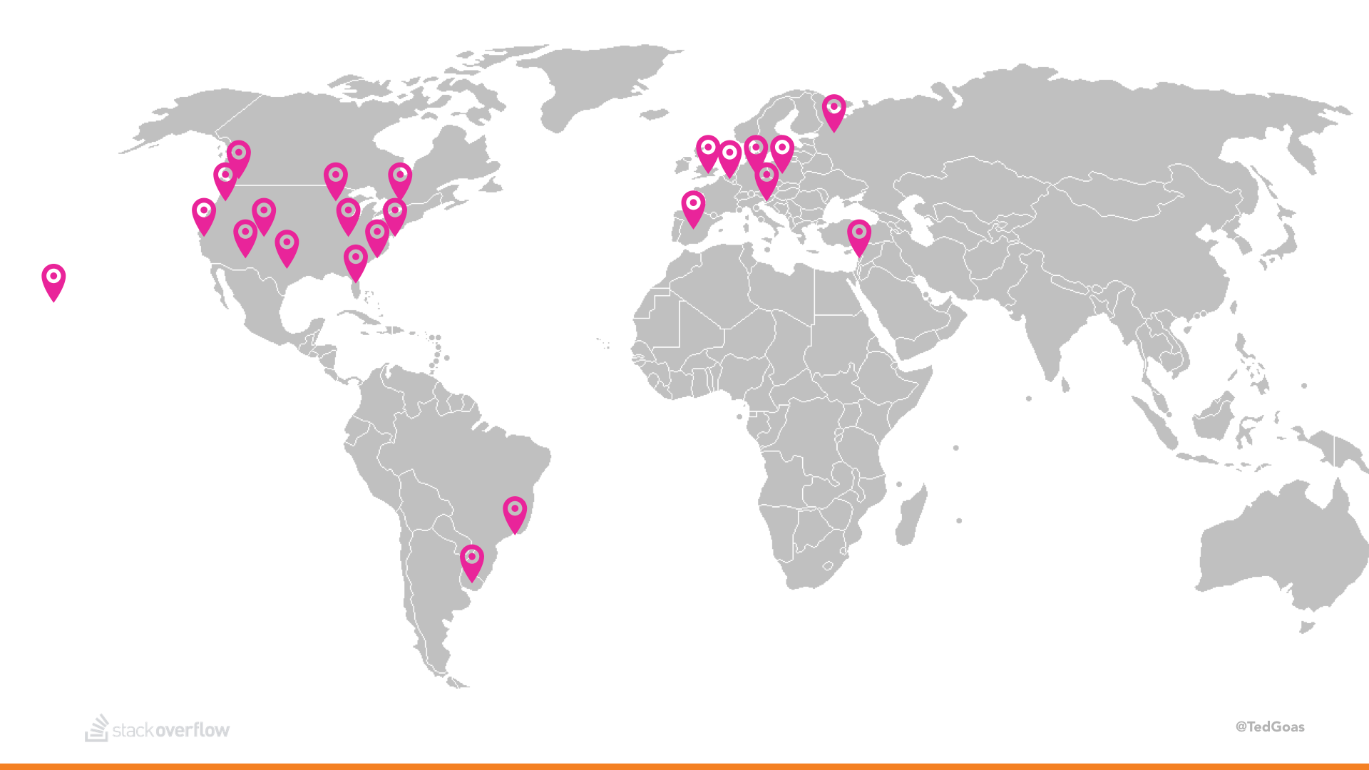 World map of remote workers at Stack Overflow.