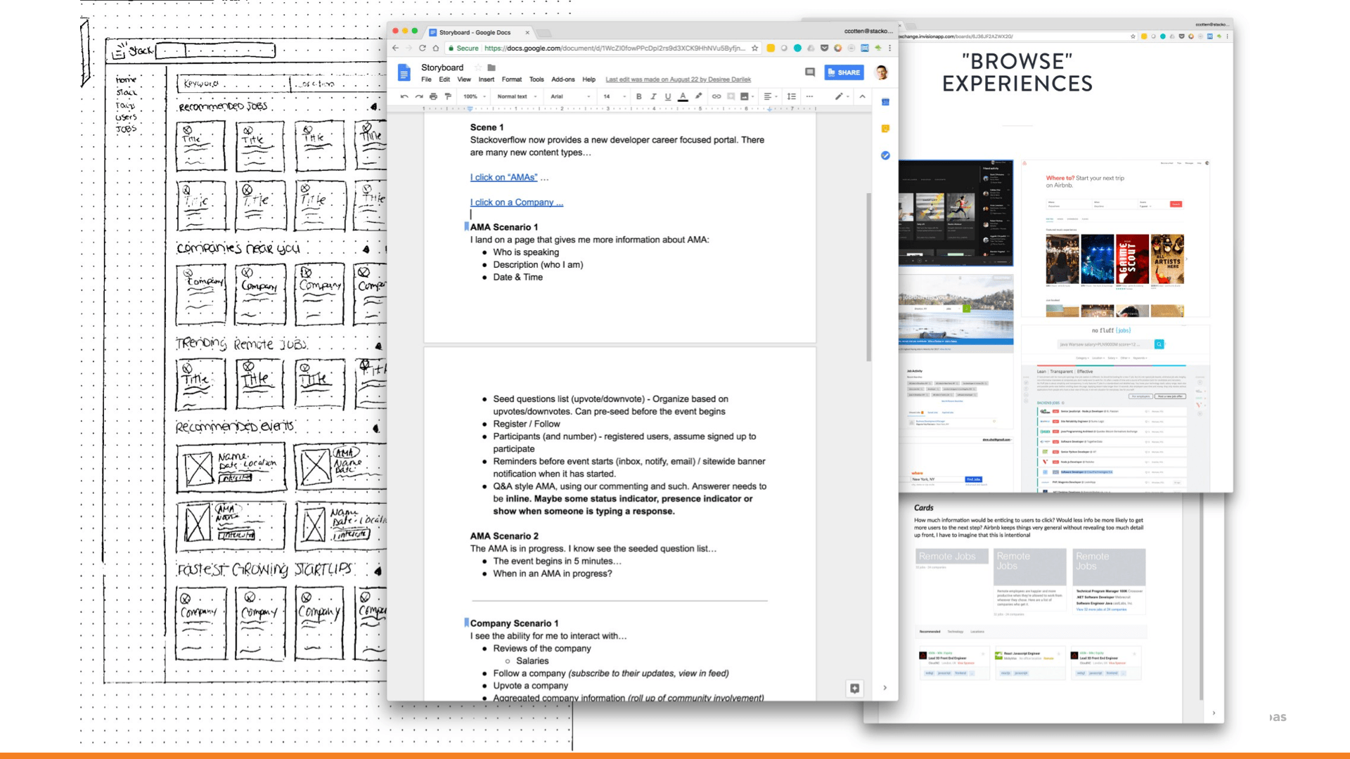 sketches and screenshots from several apps we use to design.