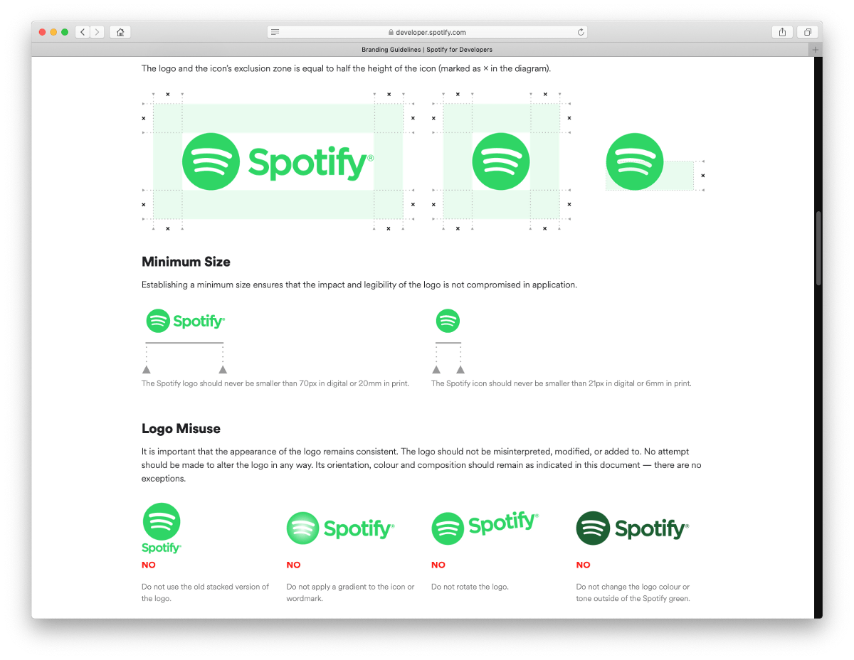 Spotify brand guide homepage.