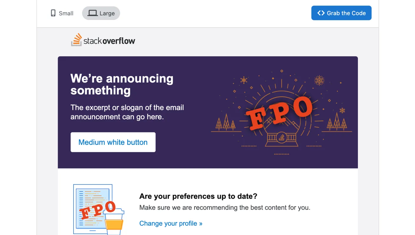 Email design system templates.
