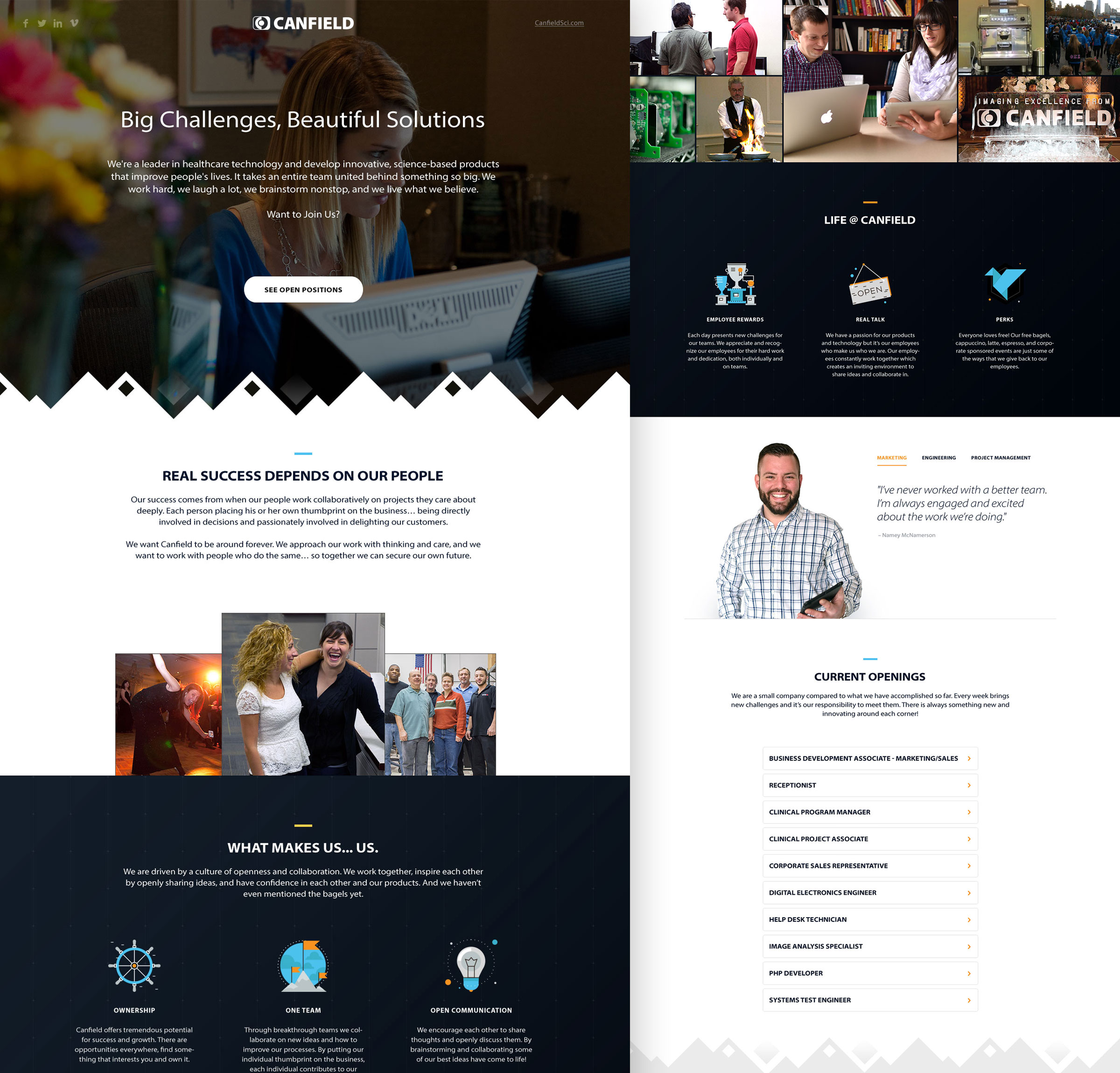 Canfield careers page design.
